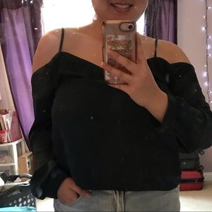 NWT EXPRESS Lace Trim cold shoulder top